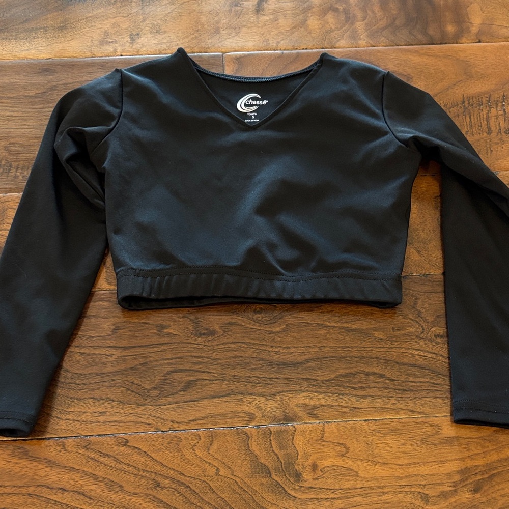 Black Long Sleeve Crop Top